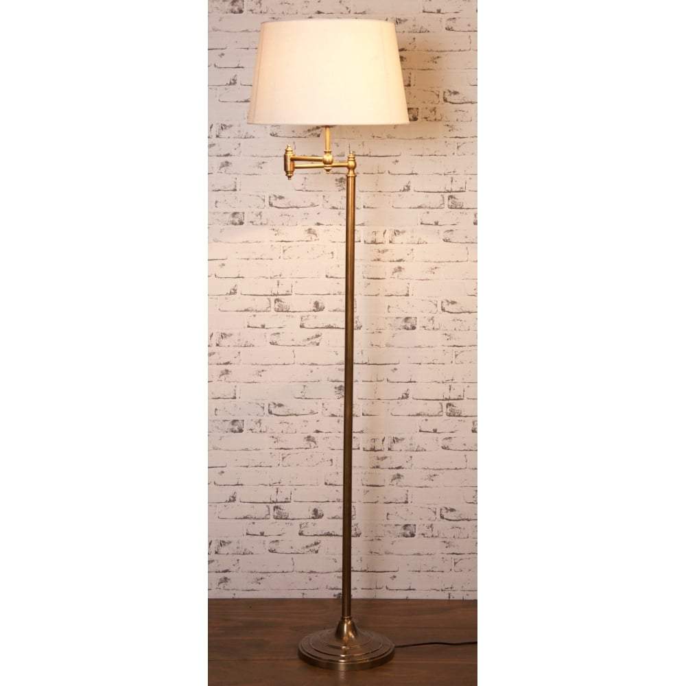 Macleay Floor Lamp Antique Brass With Black Shade