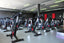 black and red stationary bikes
