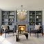 black fireplace in living room