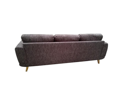 3 Seater Sofa Brown Fabric Lounge Set for Living Room Couch with Solid Wooden Frame