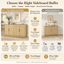 Modern Oak 150cm Buffet Sideboard Cabinet Set of 2 with Arched Detail & Gold Handles