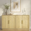 Modern Oak 150cm Buffet Sideboard Cabinet Set of 2 with Arched Detail & Gold Handles