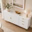 Opera White Buffet Sideboard Cabinet – 3 Drawers 2 Doors Storage for Dining Room, Modern Kitchen Living Room