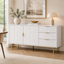 Opera White Buffet Sideboard Cabinet – 3 Drawers 2 Doors Storage for Dining Room, Modern Kitchen Living Room
