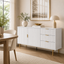 Opera White Buffet Sideboard Cabinet – 3 Drawers 2 Doors Storage for Dining Room, Modern Kitchen Living Room
