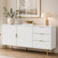 Opera White Buffet Sideboard Cabinet – 3 Drawers 2 Doors Storage for Dining Room, Modern Kitchen Living Room