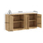 Modern Natural Oak Buffet Sideboard Cabinet with Arched Doors – 4 Door Storage Buffet for Living Room