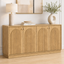 Natural Oak 4 Door Buffet Sideboard Cabinet with 2 Matching Nightstands | Modern Coastal Scandinavian Furniture