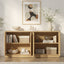 Natural Oak 4 Door Buffet Sideboard Cabinet with 2 Matching Nightstands | Modern Coastal Scandinavian Furniture