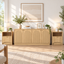 Natural Oak 4 Door Buffet Sideboard Cabinet with 2 Matching Nightstands | Modern Coastal Scandinavian Furniture