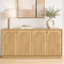Modern Natural Oak Buffet Sideboard Cabinet with Arched Doors – 4 Door Storage Buffet for Living Room