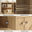 Modern Natural Oak Buffet Sideboard Cabinet with Arched Doors – 4 Door Storage Buffet for Living Room
