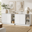 CLAYTON White Buffet Sideboard Set of 2 Storage Cabinet Cupboard Kitchen Hallway Table