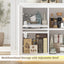 CLAYTON White LED Sideboard Buffet Storage Cabinet and Bedside Table with Charging Station