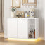 CLAYTON White Buffet Sideboard Storage Cabinet and 2 Side Tables with Charging Station