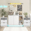 CLAYTON White Buffet Sideboard Storage Cabinet and 2 Side Tables with Charging Station