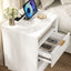 CLAYTON White Buffet Sideboard Storage Cabinet and 2 Side Tables with Charging Station
