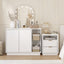 CLAYTON White LED Sideboard Buffet Storage Cabinet and Bedside Table with Charging Station