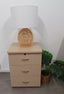 Zinnia Bedside Table in Polytec Gesso Lini.  Polytec Colour Soft close metal drawers Full Plywood and Beech wood constructiom sealed top and lam