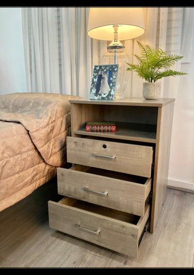 Hyacinth Bedside Table in Polytec Avignon Walnut Grey