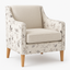 Sally Premium Armchair covered in Plain Vinyl Fabric with Beech coloured legs