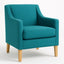 Sally Premium Armchair covered in Warwick Lustrell Vinyl Fabric with Beech coloured legs