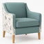 Sally Armchair covered in Wortley Tessuto Vinyl Fabric with Beech coloured legs.  3 year warranty