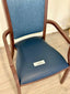 Harvey Dining Chair Stackable. Faux Leather Seat. Backrest in Blue fabric