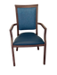 Harvey Dining Chair Stackable. Faux Leather Seat. Backrest in Blue fabric
