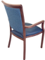 Harvey Dining Chair Stackable. Faux Leather Seat. Backrest in Blue fabric