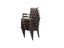 Harvey Dining Chair Stackable. Faux Leather Seat. Backrest in Blue fabric