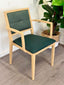Handrix Dining Chair Stackable. Faux Leather Seat. Backrest in green fabric