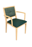 Handrix Dining Chair Stackable. Faux Leather Seat. Backrest in green fabric
