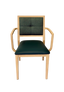 Handrix Dining Chair Stackable. Faux Leather Seat. Backrest in green fabric