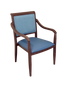 Hugh Dining Chair Stackable. Faux Leather Seat. Backrest in Blue Textures fabric. 10 Yr Guarantee. moisture Proof Seat.