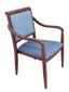 Hugh Dining Chair Stackable. Faux Leather Seat. Backrest in Blue Textures fabric. 10 Yr Guarantee. moisture Proof Seat.