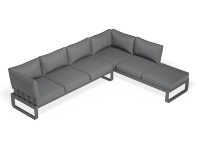 Fino Config E - Outdoor Modular Sofa in Matt Charcoal aluminium with Dark Grey Cushions