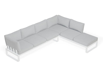 Fino Config E - Outdoor Modular Sofa in Matt White aluminium with Light Grey Cushions