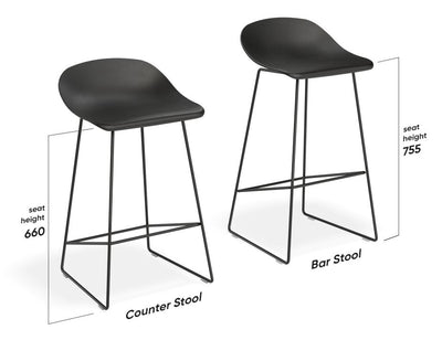 Pop Stool - Black Frame and Fabric Anthricite Seat - 75cm Commercial Bar Height