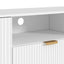 Modern Coastal Entertainment Unit – White Fluted 180cm TV Stand with Gold Accents
