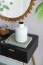 Geo Vase Tall Ceramic 25cms high Indoor or Outdoor. Our Geo Vase SmallÂ Â with a gloss white finish and gold trim