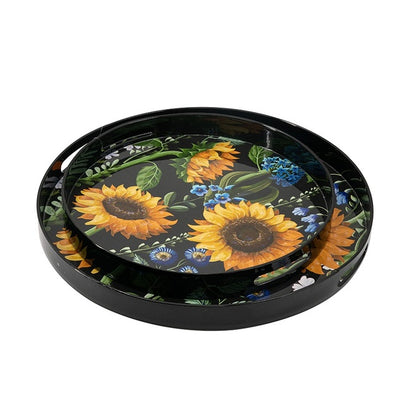 Sunflower Decorative set of 2 Round Trays