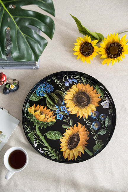 Sunflower Decorative set of 2 Round Trays