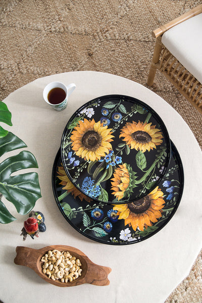 Sunflower Decorative set of 2 Round Trays