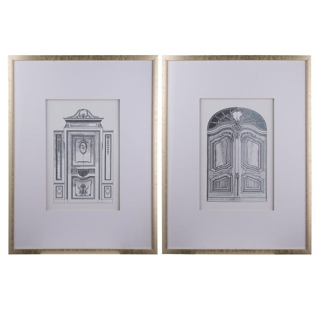 Ornate Doors Fake Pencil Wall Art set of 2