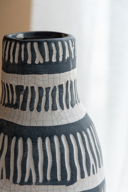 Cream & Grey Ceramic Vase Tall