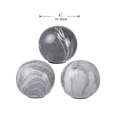 Set of 3 Grey Marbleized Balls