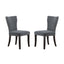 Studded Grey Velvet Look Armless Dining Chairs Set of 2