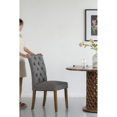 Grey Buttoned Back Armless Dining Chairs Set of 2