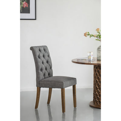 Grey Buttoned Back Armless Dining Chairs Set of 2